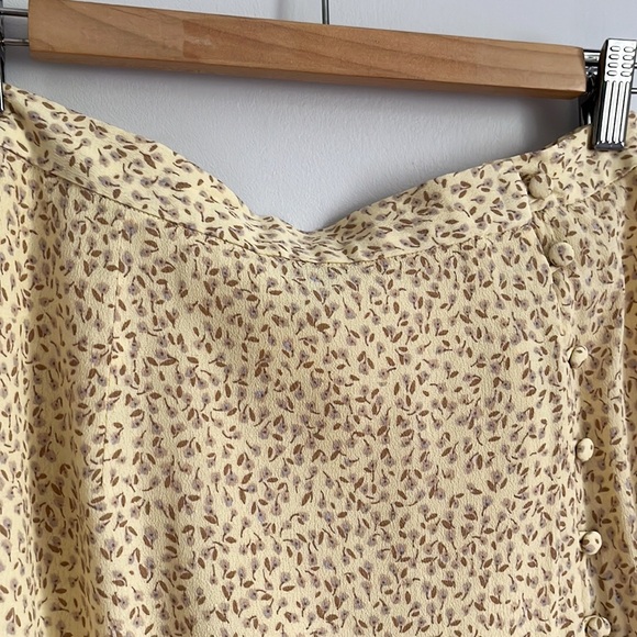 Frank & Oak Pastel Yellow Button Down Dainty Floral Midi Skirt S - Picture 6 of 15